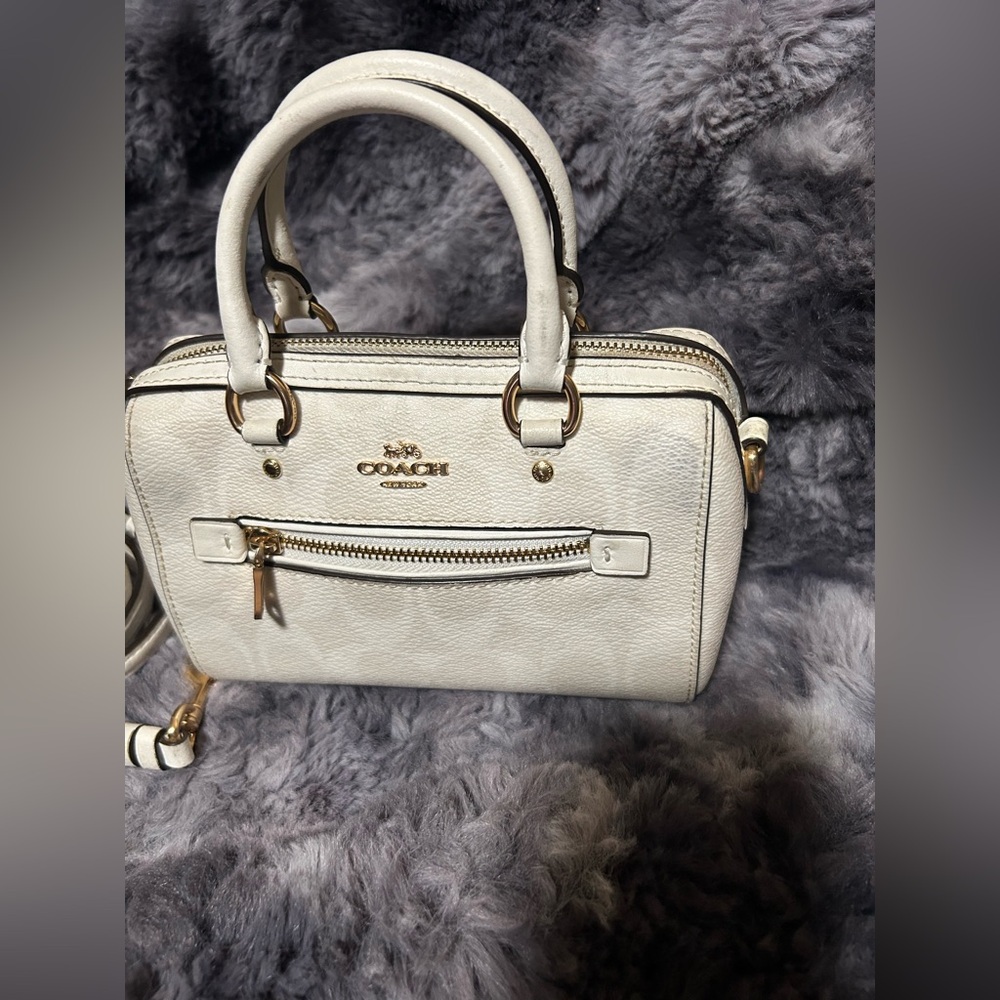 Coach white mini Rowan  bag w crossbody strap  #satchel #luxury - Picture 5 of 9